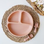 Plato Silicona con cubiertos - Beige