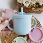 Vaso silicona con azas - Celeste