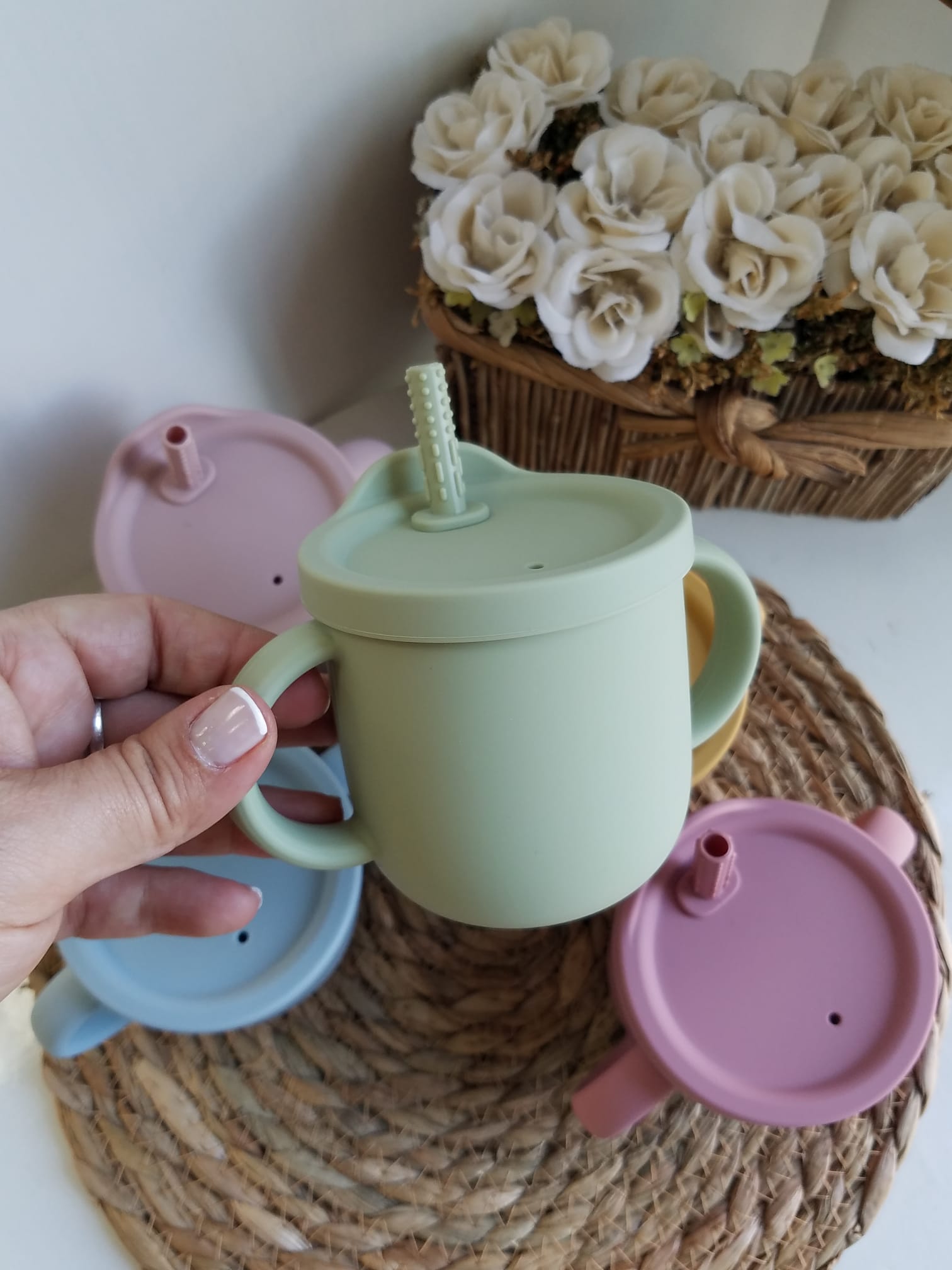 Vaso silicona con azas - Verde