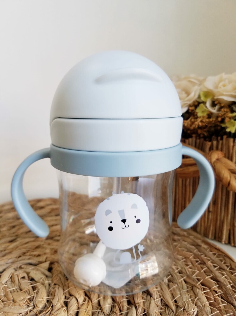Vaso Antiderrame Con Asa Y Tapa Revatible 250ml Celeste