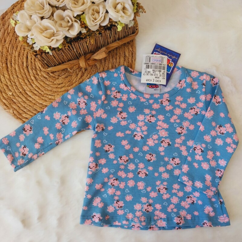 Remera Flores y Gatito