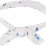Vincha Bebe Adaptable - Blanco con Flores Celeste