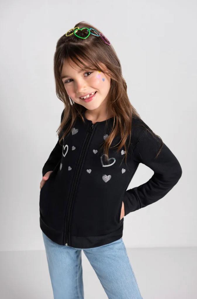 Campera Corazones - Algodon Con Felpa