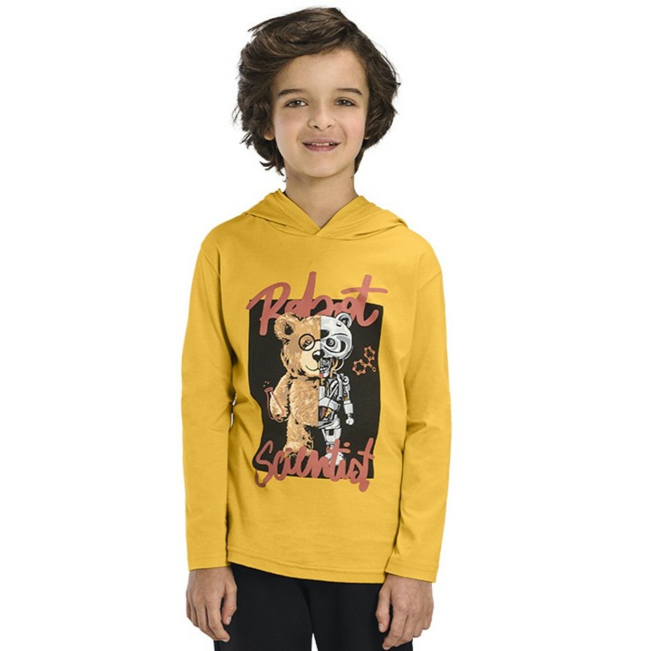 Remera Oso Robot - Mostaza 4 al 10 años
