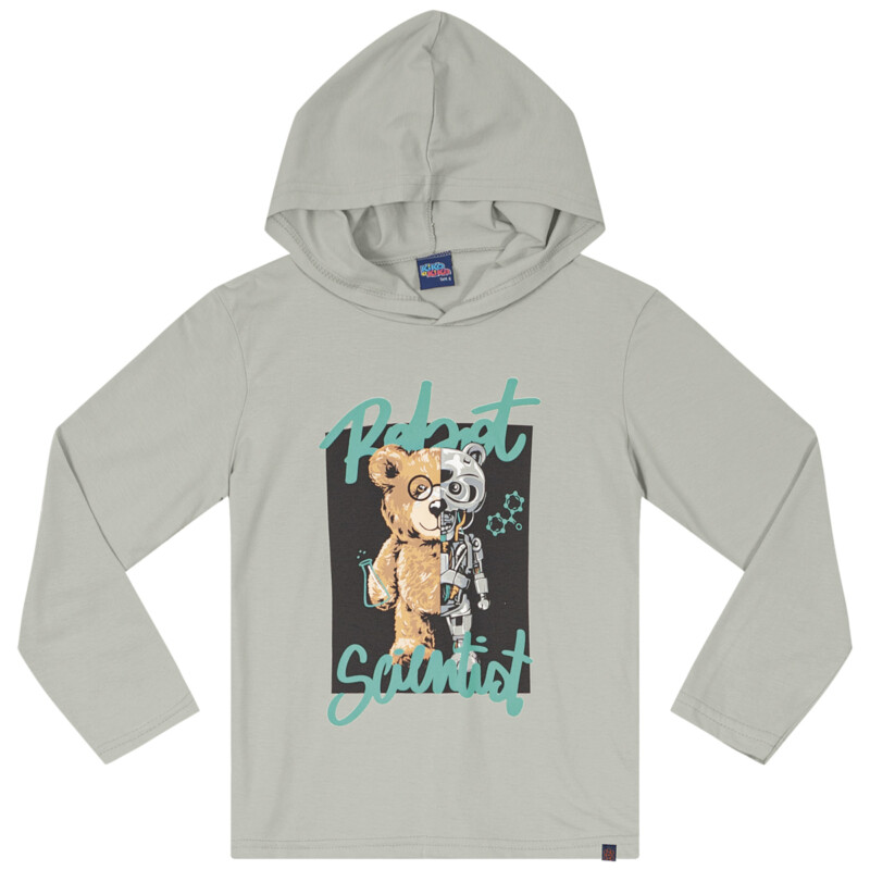 Remera Oso Robot - Gris 4 al 10 Años