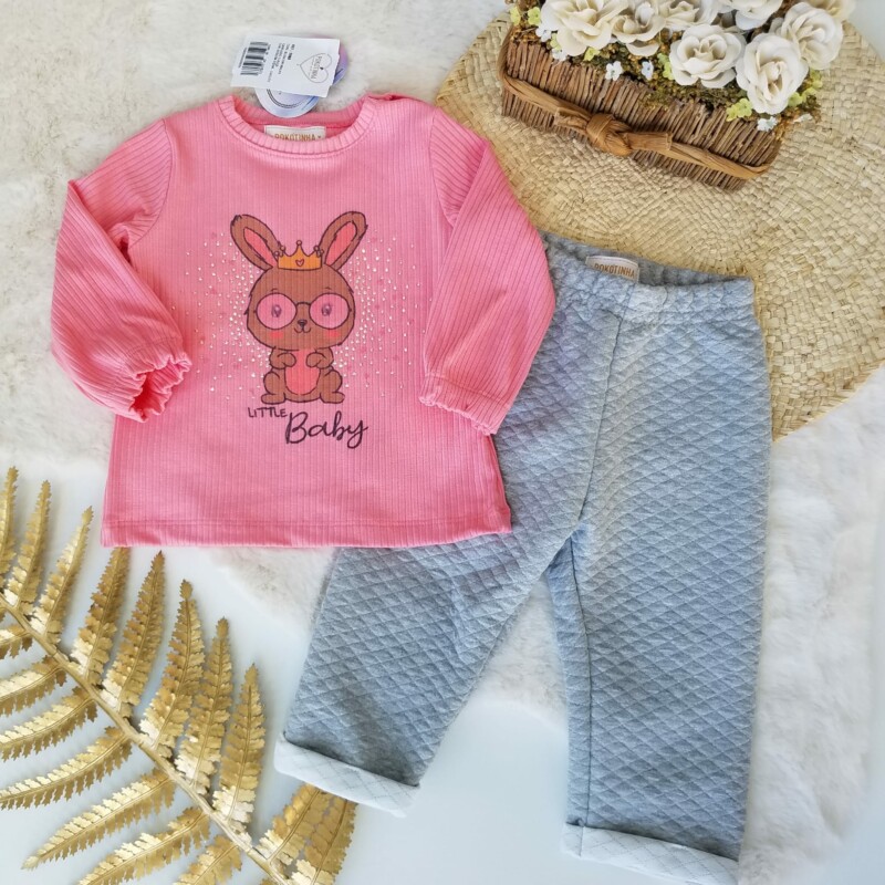 Conjunto Coneja - Remera Acanalada y Pantalon Capitoneado