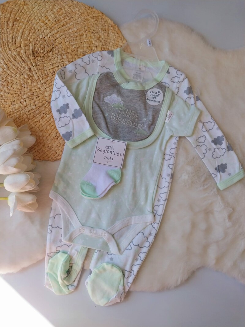 Set Completo Bebe 5 pzas - Nubes