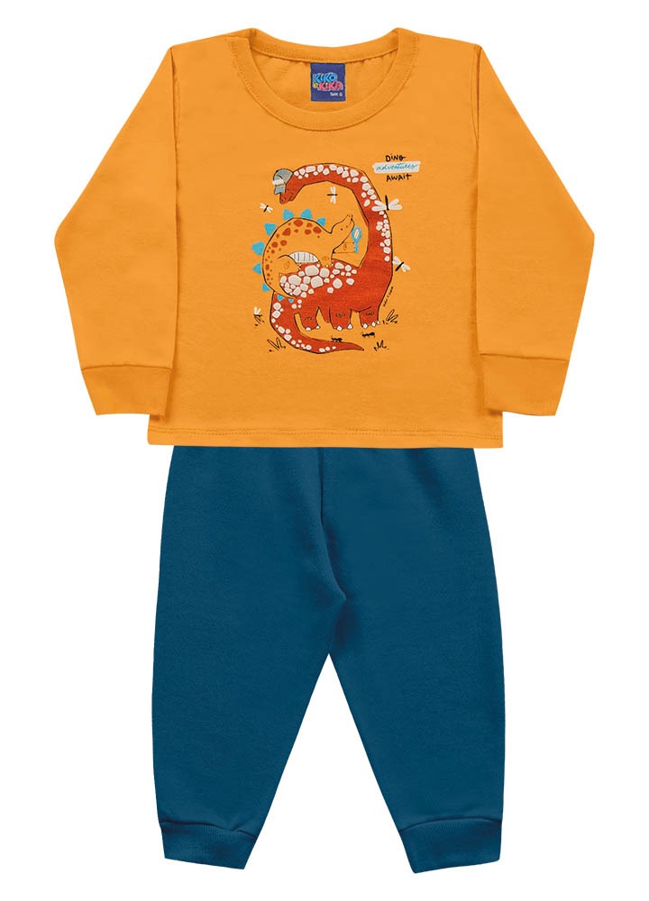 Conjunto Dino Friends - Remera Algodon y Pantalon con felpa